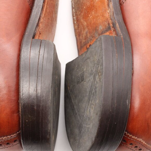 Allen Edmonds Hillsboro Men's 10.5 C Brown Leather Monk Strap Cap Toe Loafers - Picture 13 of 13